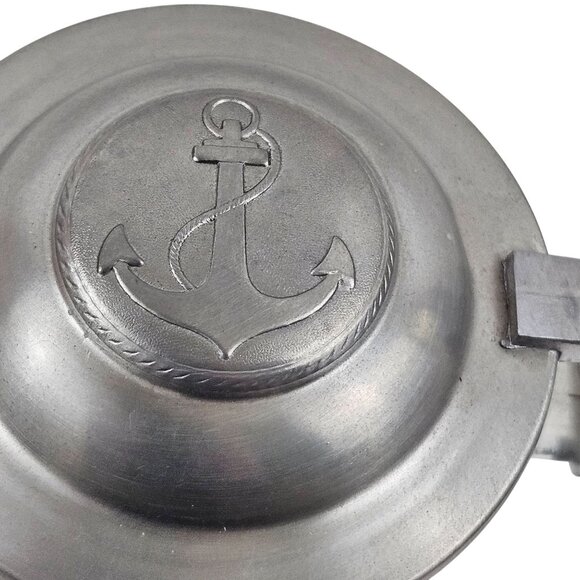 Alwe Beer Stein Pewter Lid 12m Racing Sloop Etched Clear Glass Germany Old Spice - Picture 6 of 10